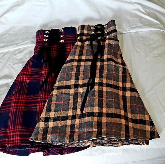 ROMWE Dresses & Skirts - NWT Waisted Plaid Skirt Lot